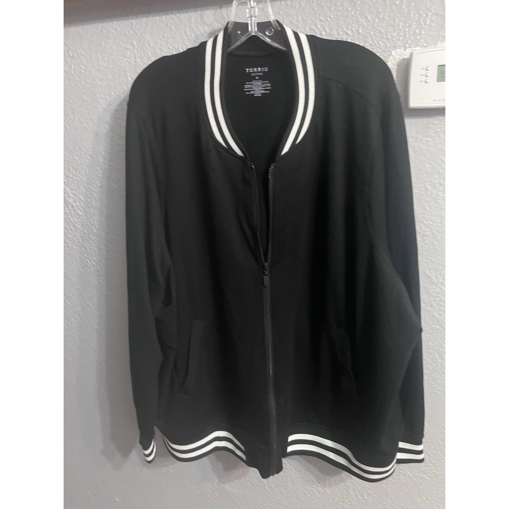 Torrid Active Womens Long Sleeve Black Zip Thin Bomber Jacket Size 4